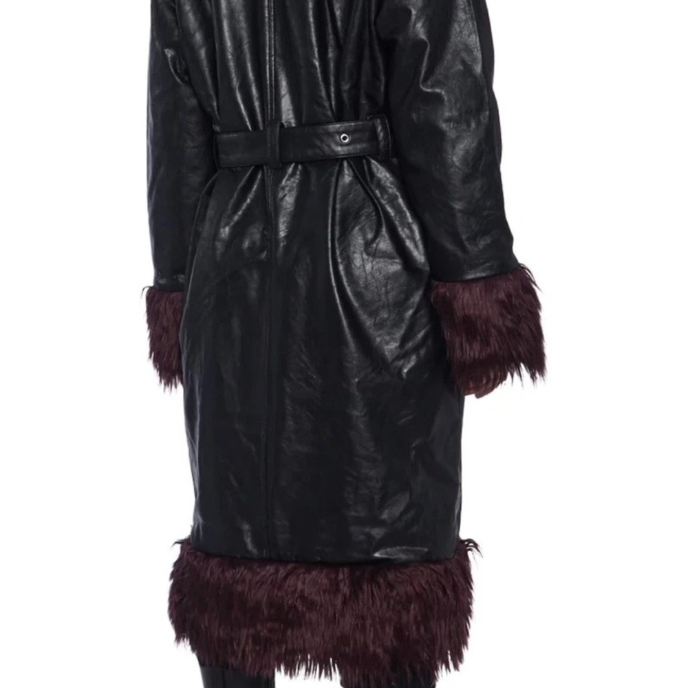 The Ragged Priest “Ursula” Vegan Leather & Faux Fur Longline Coat - Picture 10 of 11
